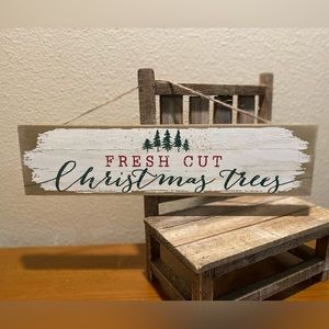 Fresh Cut Christmas Trees Hanging Wood Sign, Farmhouse Christmas Wall Decor